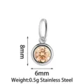 Stainless steel champagne cubic zirconia pendant charm 8x6mm diy jewelry accessory - Basic Style (PJ0329-01) / Champagne