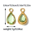Pendente a goccia in cristallo verde bordo in acciaio inossidabile ciondolo geometrico fai da te. - 0,4 cm x 0,9 cm / Verde Chiaro (TP2902-02)
