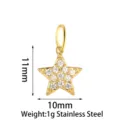 Colgante de estrella de circonita de acero inoxidable DIY accesorio joyería oro 11x10mm - Pentagrama (PJ0206-02) / Dorado