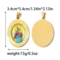 Ciondolo ovale vergine maria in acciaio inossidabile vintage collana gioiello religioso diy - Grande Madonna Ovale Oro con Bambino (TP2908-02zj1) / 3.4cmx5.4cm