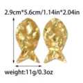 Edelstahl gehaemmertes Fisch Anhaenger DIY Schmuck Zubehoer 2.9x5.6cm 11g Gold Anhänger - Gold Großer Fisch Stil (TP2789-02) / Gold