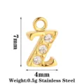 Ciondolo con lettera Z in acciaio inossidabile e strass, dettaglio 7x4mm, peso 0.5g. - Argento Lettera Z (PJ0355-02*Z)