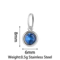 Stainless steel blue zircon pendant charm for DIY bracelet necklace jewelry making accessories. - Basic Style (PJ0329-01) / Blue
