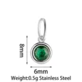 Stainless steel green zircon pendant birthstone DIY charm for bracelet necklace jewelry making - Basic Style (PJ0329-01) / Green