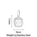 Stainless steel square cubic zirconia pendant minimalist charm jewelry accessory 11x9mm - Sugar Cube (PJ0243-01) / 11x9mm / White