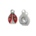 Stainless Steel Ladybug Pendant Red Enamel Insect Charm DIY Jewelry Making Accessory - Red Black Ladybug (TP2638-01)