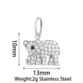 Colgante Elefante de Acero Inoxidable Zirconia DIY Joya Accesorio Plata 10x13mm - Elefante (PJ0208-01) / Plateado