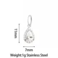 Stainless steel pear shaped cubic zirconia pendant 11x7mm jewelry accessory for DIY - Waterdrop (PJ0244-01) / 11x7mm / White