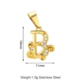 Pendentif lettre B en acier inoxydable avec strass, 14x11mm accessoire bijoux DIY. - Style Lettre B (PJ0148-02*B)