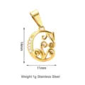 Pendente con lettera in acciaio inossidabile con pietre zirconi e placcatura oro per gioielli. - Stile Lettera C (PJ0149-02*C)