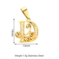 Dettaglio pendente lettera D in acciaio inossidabile con dimensioni 14x13mm e zirconi. - Stile Lettera D (PJ0150-02*D)