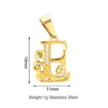 Ciondolo lettera in acciaio inossidabile 14x11mm con zirconi scintillanti e onde eleganti. - Stile Lettera E (PJ0151-02*E)