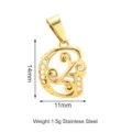 Dettaglio ciondolo lettera in acciaio inossidabile, design filigrana dorato con zirconi. - Stile Lettera G (PJ0153-02*G) Solo Ciondolo (Senza Catena)
