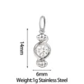 Stainless steel candy pendant with sparkling cubic zirconia, modern jewelry accessory measuring 14mm. - Candy Style (PJ0232-01) / White
