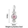 Stainless steel pink zircon candy pendant charm for DIY jewelry making and accessories - Candy Style (PJ0232-01) / Pink