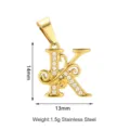 Pendente lettera K in acciaio inossidabile con zirconi, 14x13mm, accessorio gioielli DIY. - Stile Lettera K (PJ0157-02*K)