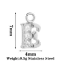 Ciondolo lettera E in acciaio inossidabile con cristalli, finitura argento, misura 7x4mm. - Oro Lettera E (PJ0334-01*E)