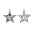 Stainless steel colorful rhinestone star pendant DIY necklace fashion jewelry accessory - Colorful Rhinestone Star Style (TP2679-01) / Silver