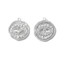 Stainless Steel Evil Eye Pendant Charms Retro Silver Tone DIY Jewelry Making Accessories - Silver Round Evil Eye (TP2634-01)