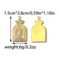 Vintage Schloss Form Strass Metall Anhänger DIY Schmuck Accessoire 1.5x2.8cm Gold - Gold Schloss Strass Stil (TP2649-02)
