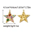 Gold star pendant with colorful rhinestones DIY necklace accessories 4.1x4.4cm 5g fashion jewelry - Colorful Rhinestone Star Style (TP2679-02) / Gold