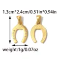 Gold horseshoe pendant DIY jewelry making stainless steel lucky charm accessory 1pc - Lucky Horseshoe Pendant (TP2611-02)