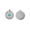 Edelstahl böser Blick Strass runder Anhänger DIY Schmuckherstellung Zubehör 1 Stück - Silber Blau Böser Blick Scheibe Stil (TP2650-01blue)