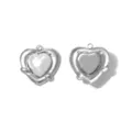 Ciondolo cuore in acciaio inossidabile argento accessorio gioielli perla DIY collana - Stile Cuore Argento (TP2623-01) / Argento