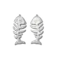 Stainless steel fish bone pendant hammered texture DIY jewelry accessories keychain charms pair - Silver Hammered Fish Bone Pendant (TP2652-01)