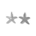Silver stainless steel starfish pendant, textured DIY jewelry accessory for handmade. - Silver Starfish Style (TP2624-01)
