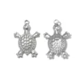 Colgante de metal de tortuga marina de acero inoxidable plateado joya accesorio DIY abalorio - Estilo Tortuga Marina 3D (TP2641-01) / Plateado