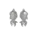 Stainless steel koi fish charms pendants for DIY necklaces keychain jewelry making accessories. - Silver Rhinestone Koi Fish (TP2635-01)