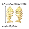 Stainless steel gold fish bone pendant DIY jewelry accessory 2.7x6.1cm lightweight chic charm - Gold Island Style Fish Bone (TP2652-02)