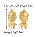 Retro stainless steel koi fish pendant with rhinestones, DIY necklace and keychain accessory. - Gold Rhinestone Koi Fish (TP2635-02)