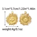 Gold sun face pendant stainless steel charm DIY jewelry making accessory 3.1x3.7cm lightweight - Sun God Style (TP2653) / Gold
