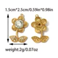 Gold flower pendant DIY jewelry charm with crystal rhinestones measuring 1.5x2.5cm 2g - 1.5cm*2.5cm / Gold Rhinestone Flower Pendant (TP2685-02)