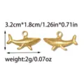 Gold stainless steel shark charm pendant for DIY jewelry making and craft design accessories - Gold Shark DIY Accessory (TP2655-02)