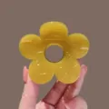 Molla per capelli a fiore giallo in stile coreano, accessorio per capelli in resina. - verde-giallo