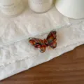 Nahaufnahme des süßen Acetat Schmetterling Haarklammers im Vintage Karomuster Stil. - Schmetterling Entenschnabel-Clip (X482) / 5# Braun Blau Karo