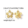 Colgante de flor de camelia de acero inoxidable dorado, accesorio de joyería DIY. - 2.4cm*2.7cm / Colgante De Pétalos De Perlas Dorado (TP1720-02)