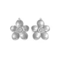 Stainless steel floral pendant 3D embossed camellia charms DIY jewelry making accessories - Silver 5-Petal Relief Flower (TP2188-01)