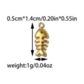 Gold fish skeleton pendant stainless steel marine series DIY accessory size 0.5x1.4cm - Gold Hammered Fish Bone Style (TP2528-02)