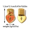 Pendentif coeur charm italien en acier inoxydable accessoire bracelet extensible DIY. - Cœur Émaillé Orange (TP2837-02) / Or