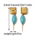 Pendentif charm italien en acier inoxydable avec perle turquoise accessoire bijoux DIY. - Perle Turquoise (TP2839-02) / Or
