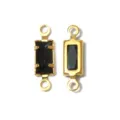 Gold-tone metal black stone rectangle double loop jewelry connector DIY accessories - Rectangle Double Loop (TP2816) / Black