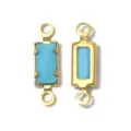 Gold tone rectangular double loop jewelry connectors with blue enamel DIY fashion accessories. - Rectangle Double Loop (TP2816) / Blue