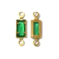 French retro green gemstone double loop connector DIY jewelry craft metal charm accessory - Rectangle Double Loop (TP2816) / Green