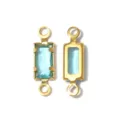 Vintage stainless steel light blue gemstone geometric connector DIY jewelry part sku - Rectangle Double Loop (TP2816) / Light Blue
