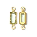 Gold-plated rectangular gemstone connector pendant for DIY jewelry making accessories component - Rectangle Double Loop (TP2816) / Light Green