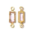 French vintage rectangular gemstone metal bezel double loop connector DIY jewelry accessory - Rectangle Double Loop (TP2816) / Pink